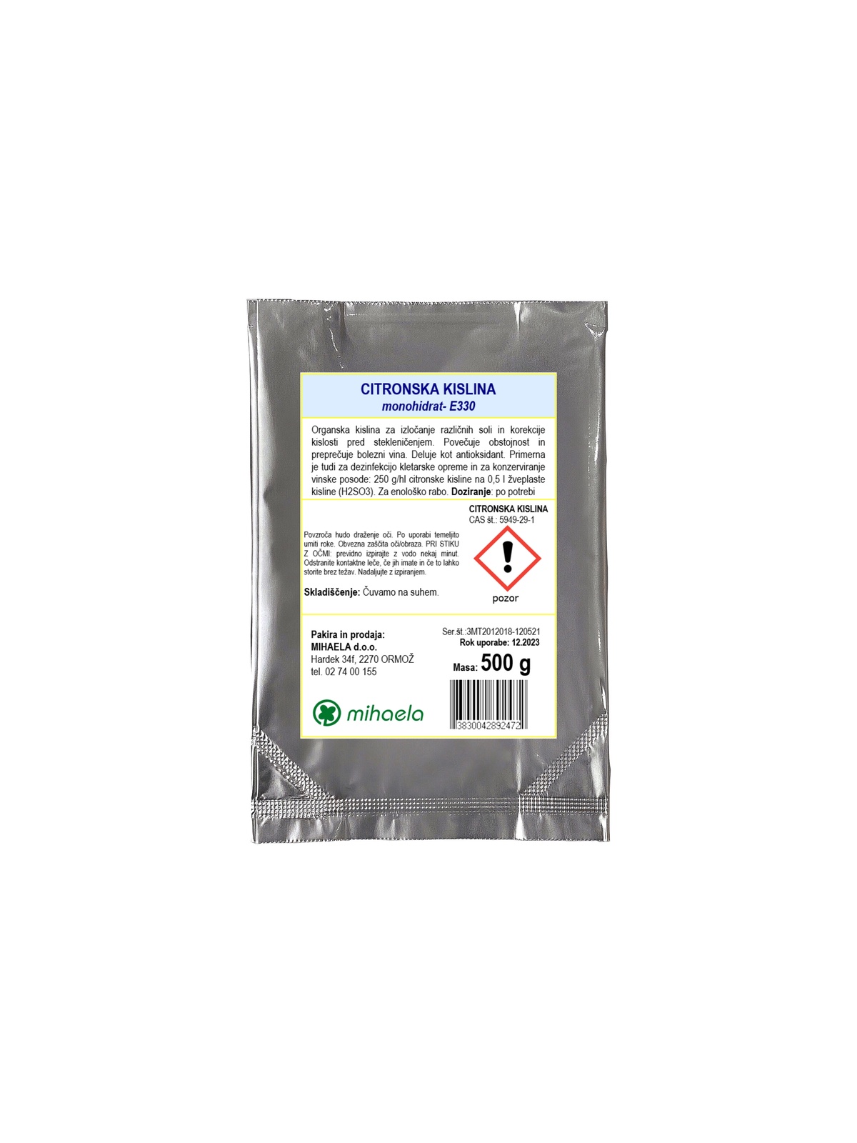 CITRONSKA KISLINA 500 g - monohidrat- E330